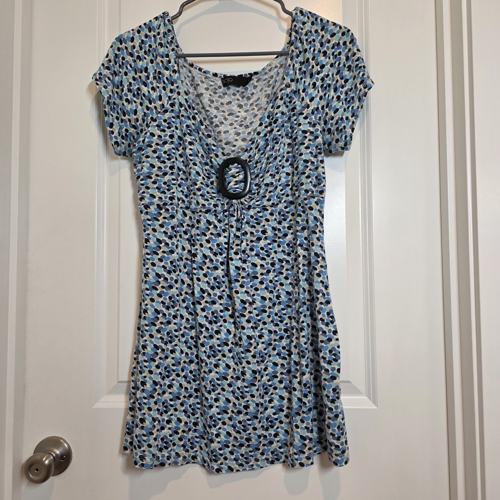 Sojo Y2K Abstract Print Top Buckle Bust SZ L